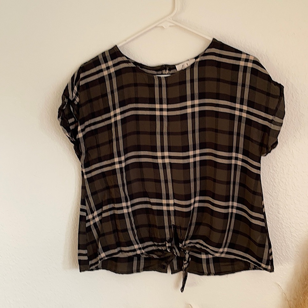 Green plaid Top